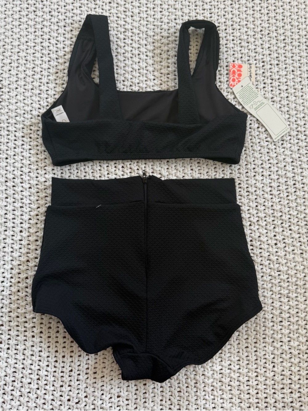 Seea Georgia Surf Top & High-Waisted Surf Bottoms Swimsuit Bikini Set Black $196 - Picture 12 of 14